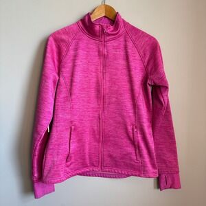 Mondetta Womens Long Sleeve Athletic Fleece Lined Jacket Full Zip Pink Large Y2K